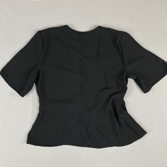 BCBGeneration D-Ring Wrap Top Women’s Medium Black Basic Dark Academia Corpcore - Picture 3 of 16